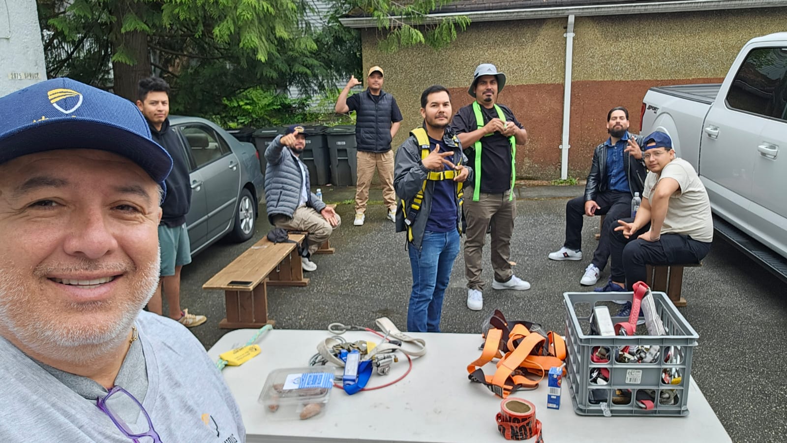 Safety training in action at construction site